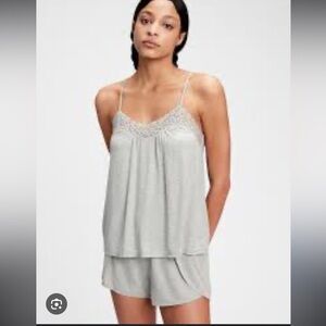 Truesleep TENCEL Modal Lace Cami & Tulip Shorts Pajama Set | Size L | Gray
